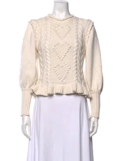 Pre-owned Loveshackfancy Nylon Crew Neck Sweater In Neutrals