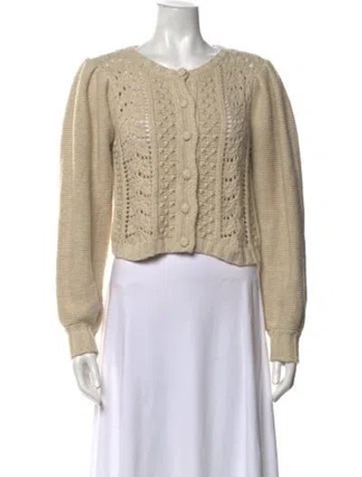 Pre-owned Loveshackfancy Nylon Crew Neck Sweater In Neutrals