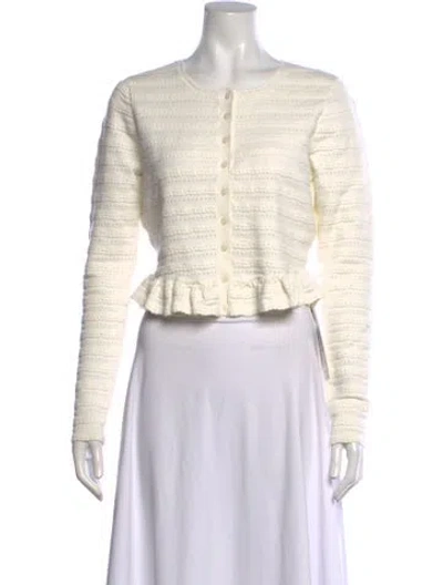 Pre-owned Loveshackfancy Nylon Crew Neck Sweater In White