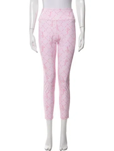 Pre-owned Loveshackfancy Nylon Floral Print Sweatpants W/ Tags In Pink