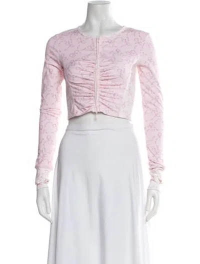 Pre-owned Loveshackfancy Nylon Floral Print Top In White