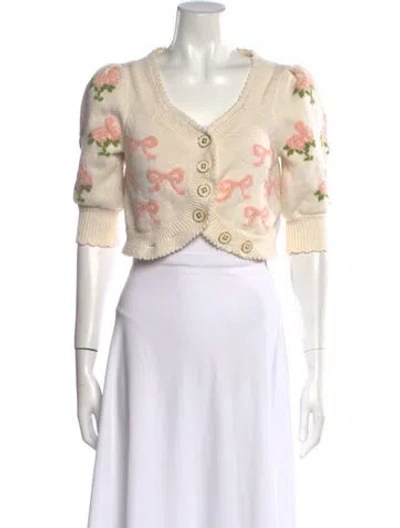 Pre-owned Loveshackfancy Nylon Graphic Print Sweater In Neutral