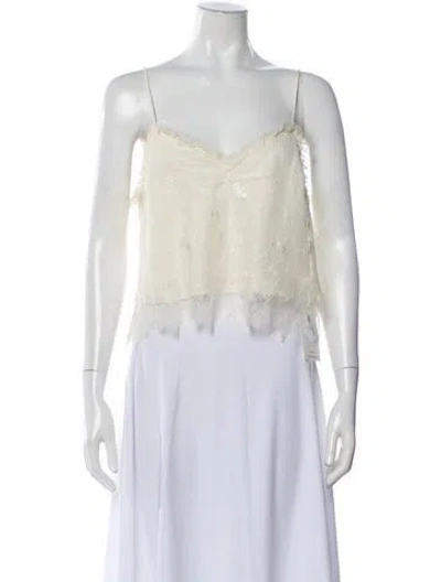 Pre-owned Loveshackfancy Nylon Lace Pattern Blouse In Neutral