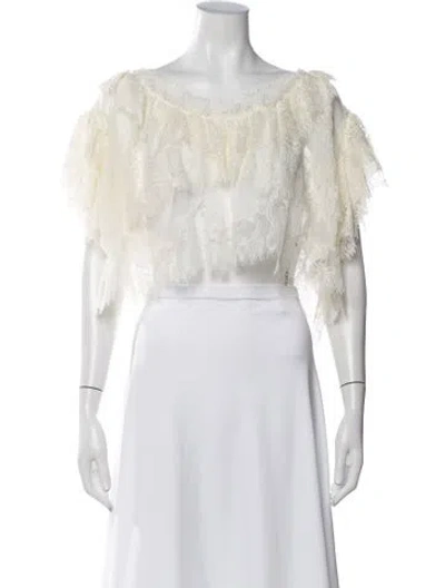 Pre-owned Loveshackfancy Nylon Lace Pattern Sweater W/ Tags In Neutrals