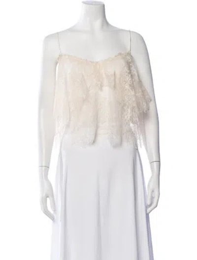 Pre-owned Loveshackfancy Nylon Lace Pattern Top W/ Tags In Neutrals