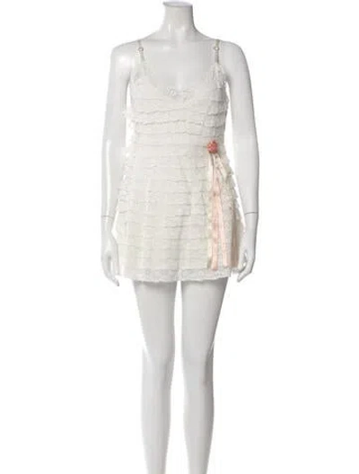Pre-owned Loveshackfancy Nylon Mini Dress W/ Tags In White