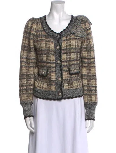 Pre-owned Loveshackfancy Nylon Plaid Print Sweater In Black