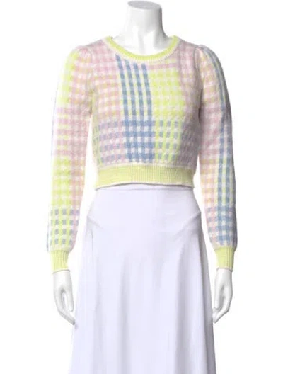 Pre-owned Loveshackfancy Nylon Plaid Print Sweater In Neutral