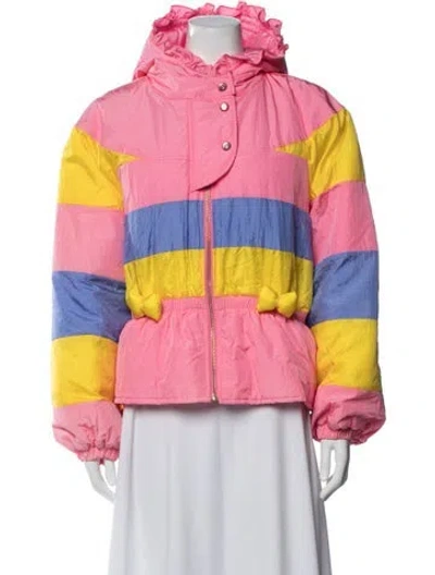 Pre-owned Loveshackfancy Nylon Striped Jacket In Pink
