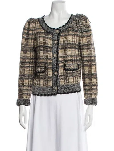 Pre-owned Loveshackfancy Nylon Tweed Pattern Evening Jacket