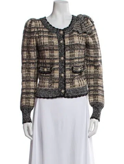 Pre-owned Loveshackfancy Nylon Tweed Pattern Evening Jacket