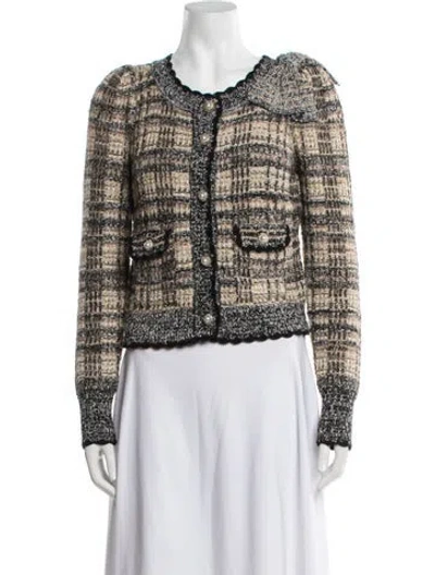Pre-owned Loveshackfancy Nylon Tweed Pattern Jacket In Metallic/neutrals