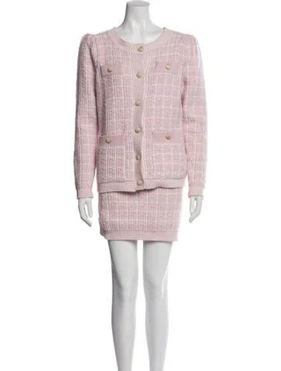 Pre-owned Loveshackfancy Nylon Tweed Pattern Skirt Set W/ Tags In Pink