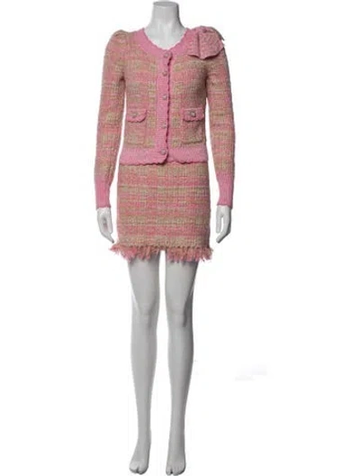 Pre-owned Loveshackfancy Nylon Tweed Pattern Skirt Set W/ Tags In Pink