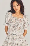 Loveshackfancy Off Shoulder Crop Top In Floral Print In White