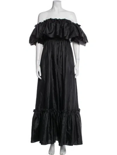 Pre-owned Loveshackfancy Off-the-shoulder Long Dress In Blue