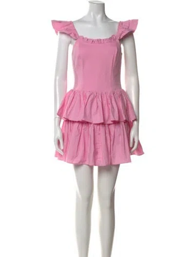 Pre-owned Loveshackfancy Off-the-shoulder Mini Dress In Pink
