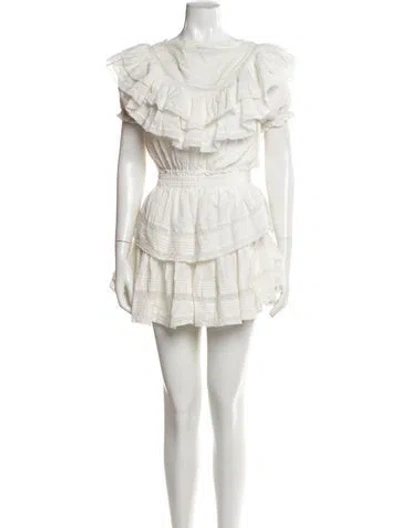Pre-owned Loveshackfancy Off-the-shoulder Mini Dress In White