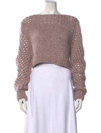 Pre-owned Loveshackfancy Off-the-shoulder Sweater In Pink