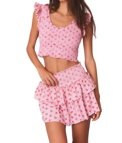 Loveshackfancy Ohana Skirt In Cherry Pink In Multi