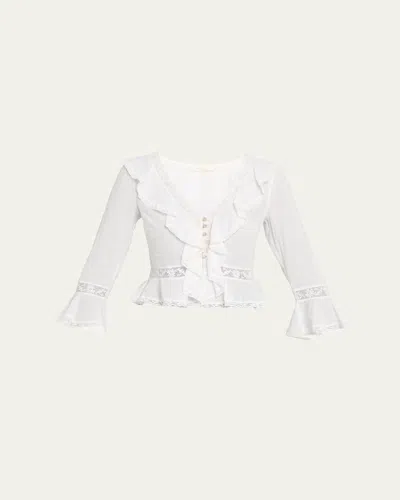 Loveshackfancy Olenna Cotton Victorian Ruffle Top In Multi