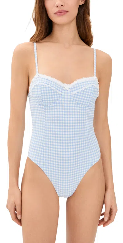Loveshackfancy Olivienne One-piece Swimsuit Seaside Morning In Blue
