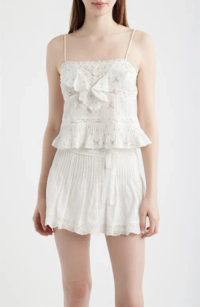 Loveshackfancy Ondeline Embroidered Ruffle Camisole In White