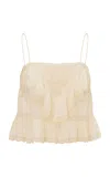 Loveshackfancy Ondeline Lace-trimmed Silk Tank Top In Ivory