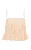 Loveshackfancy Ondeline Lace-trimmed Silk Tank Top In Pink
