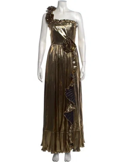 Pre-owned Loveshackfancy One-shoulder Long Dress In Gold