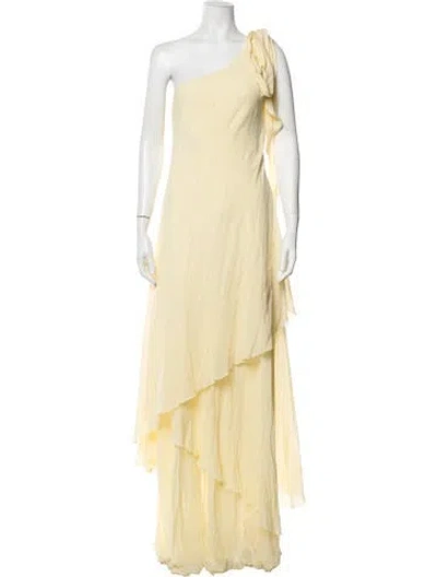 Pre-owned Loveshackfancy One-shoulder Long Dress In Yellow