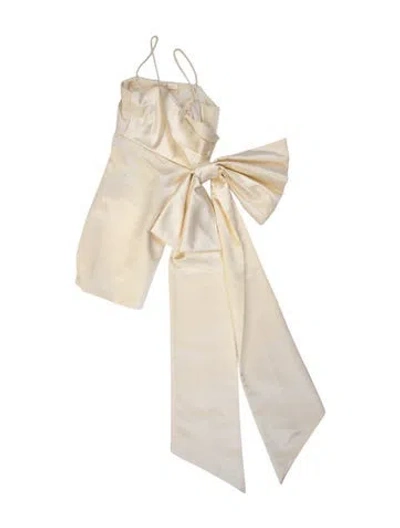 Pre-owned Loveshackfancy One-shoulder Mini Dress In Neutral