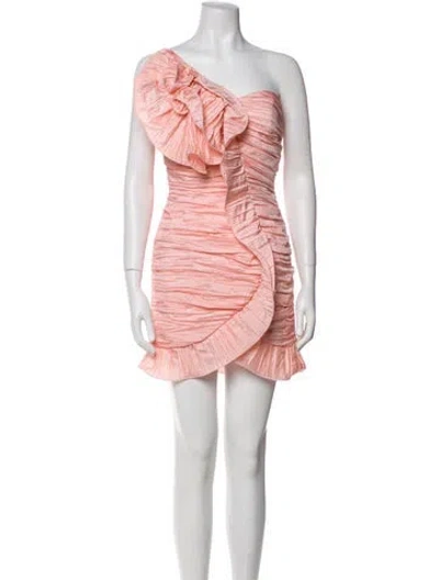 Pre-owned Loveshackfancy One-shoulder Mini Dress In Pink