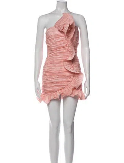Pre-owned Loveshackfancy One-shoulder Mini Dress In Pink