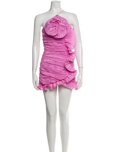 Pre-owned Loveshackfancy One-shoulder Mini Dress In Pink
