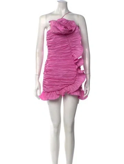 Pre-owned Loveshackfancy One-shoulder Mini Dress In Pink