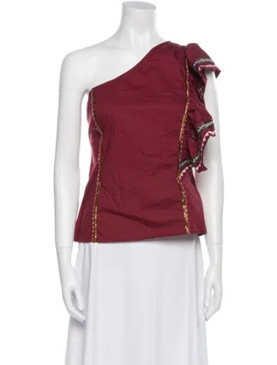 Pre-owned Loveshackfancy One-shoulder Sleeveless Top In Burgundy
