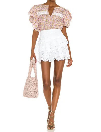 Loveshackfancy Onika Mini Skirt In Antique In Silver