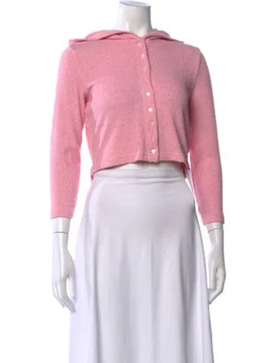 Pre-owned Loveshackfancy Open Front Long Sleeve Hoodie In Pink