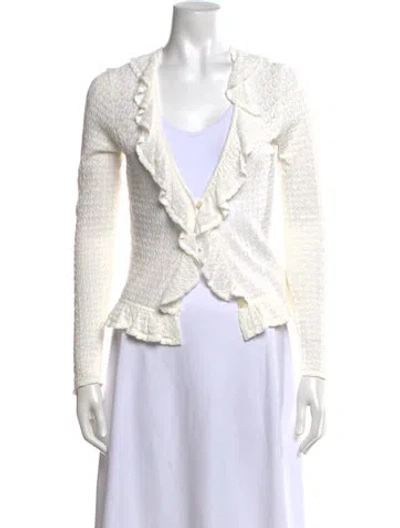 Pre-owned Loveshackfancy Open Front Sweater In White
