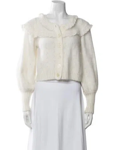 Pre-owned Loveshackfancy Open Front Sweater In White