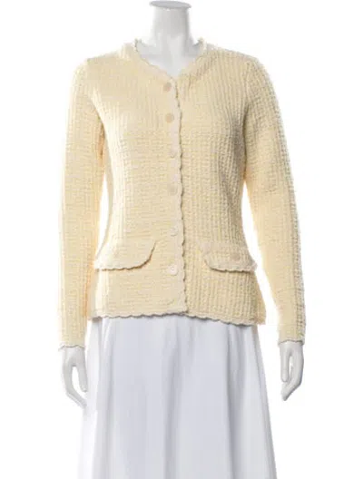 Pre-owned Loveshackfancy Open Front Sweater In Yellow