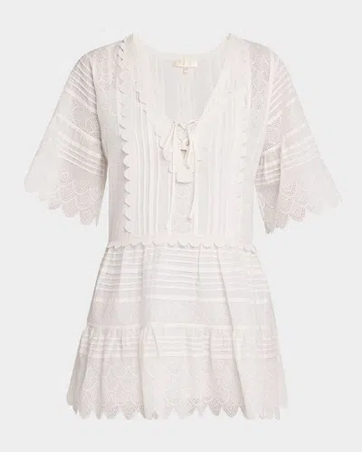 LOVESHACKFANCY ORCIA COTTON SCALLOPED MINI DRESS