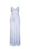 Loveshackfancy Orianna Knot-front Silk-blend Midi Dress In Blue