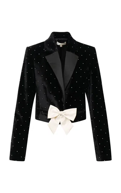 Loveshackfancy Orlisa Crystal Embellished Velvet Jacket