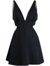 Loveshackfancy Oversize-bow Plunging V-neck Dress In Black