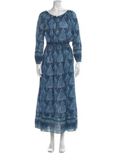 Pre-owned Loveshackfancy Paisley Print Long Dress In Blue
