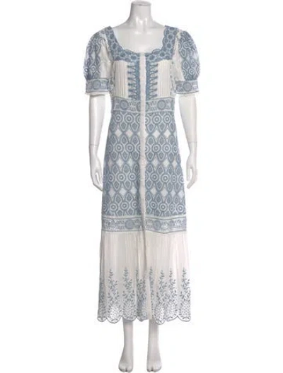 Pre-owned Loveshackfancy Paisley Print Long Dress W/ Tags In White