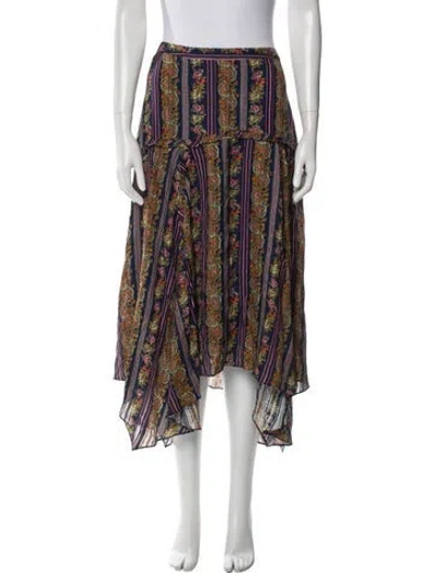Pre-owned Loveshackfancy Paisley Print Midi Length Skirt In Blue