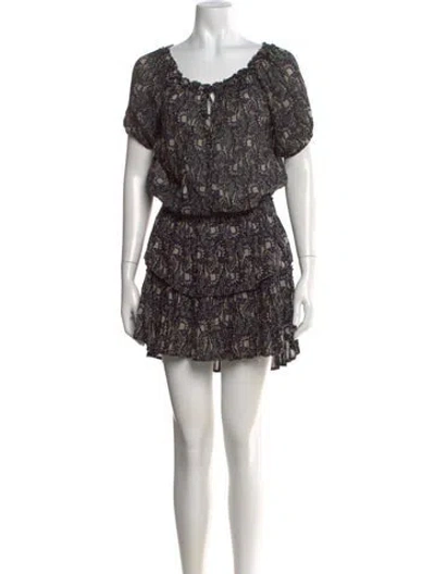 Pre-owned Loveshackfancy Paisley Print Mini Dress In Black